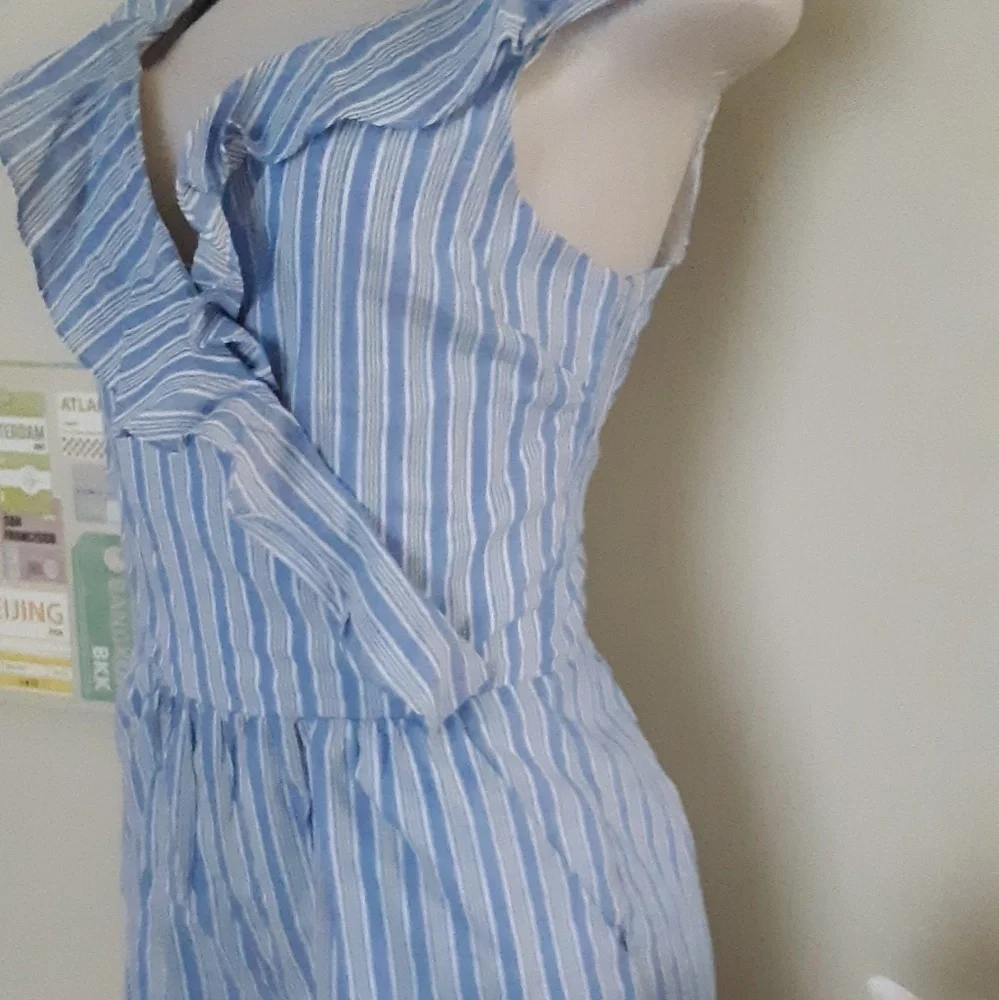Blue White Striped Romper Medium - Picture 3 of 6